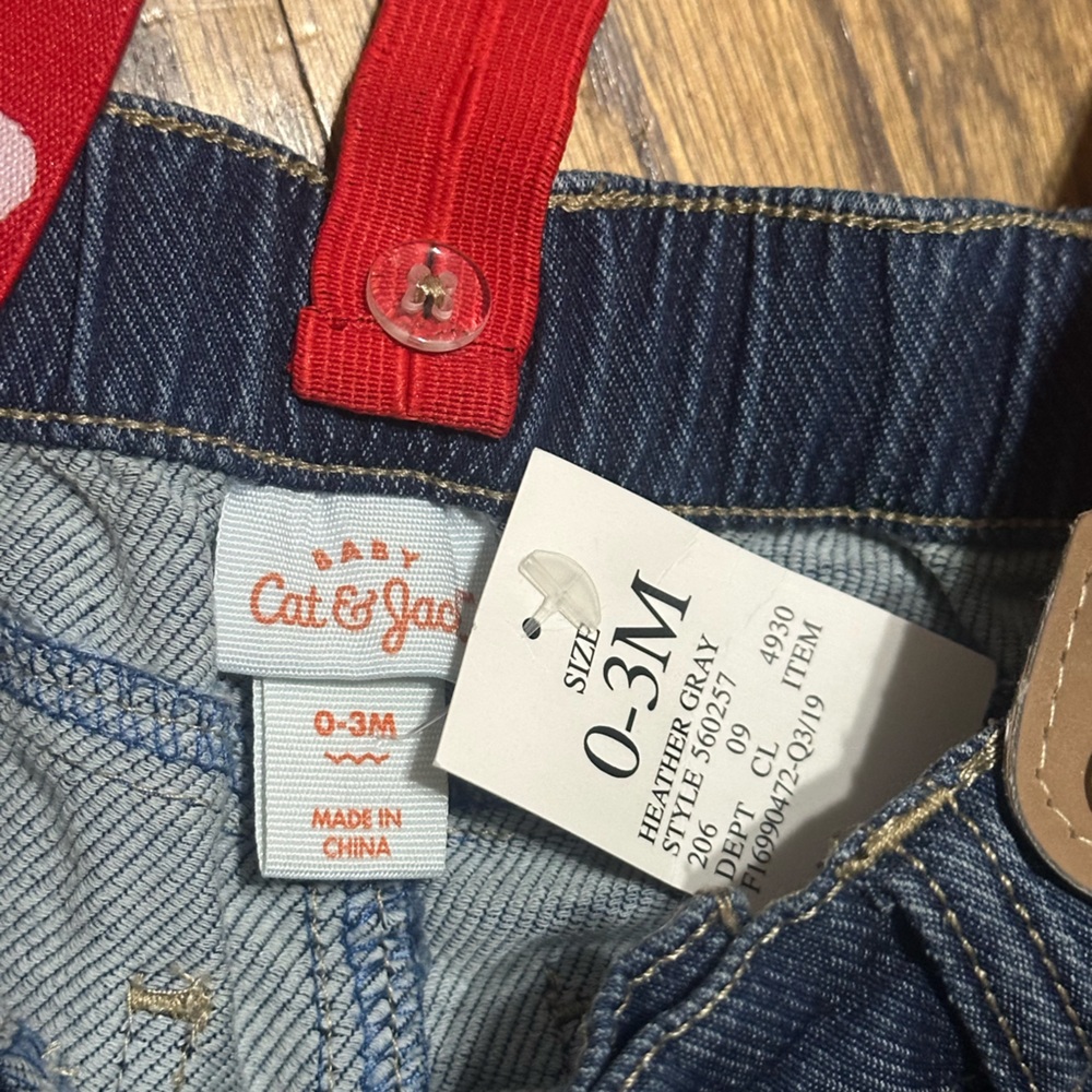 Baby Girl Heart Denim Overalls - Picture 3 of 4